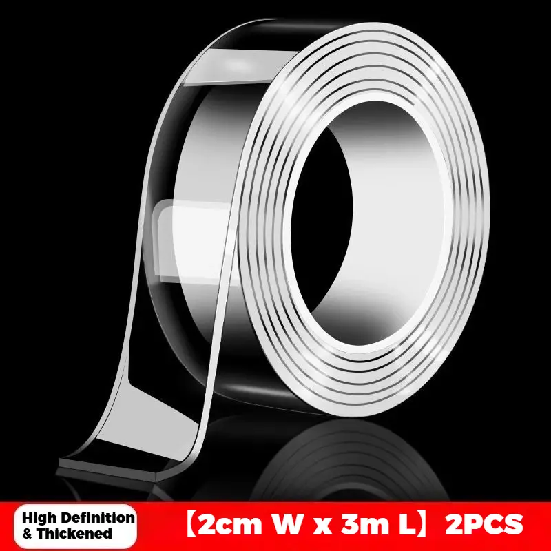 Nano Adhesive Double-Sided Mounting Tape, Strong Anti-Slip Washable Transparent Tape for Carpet Fixing - No Residue Left