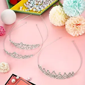 8PCS Silver Metal Sparkly Rhinestone Hair Accessories Tiara Crown Headbands Women Princess Crown Headbands for Birthday Party, Wedding, Prom
