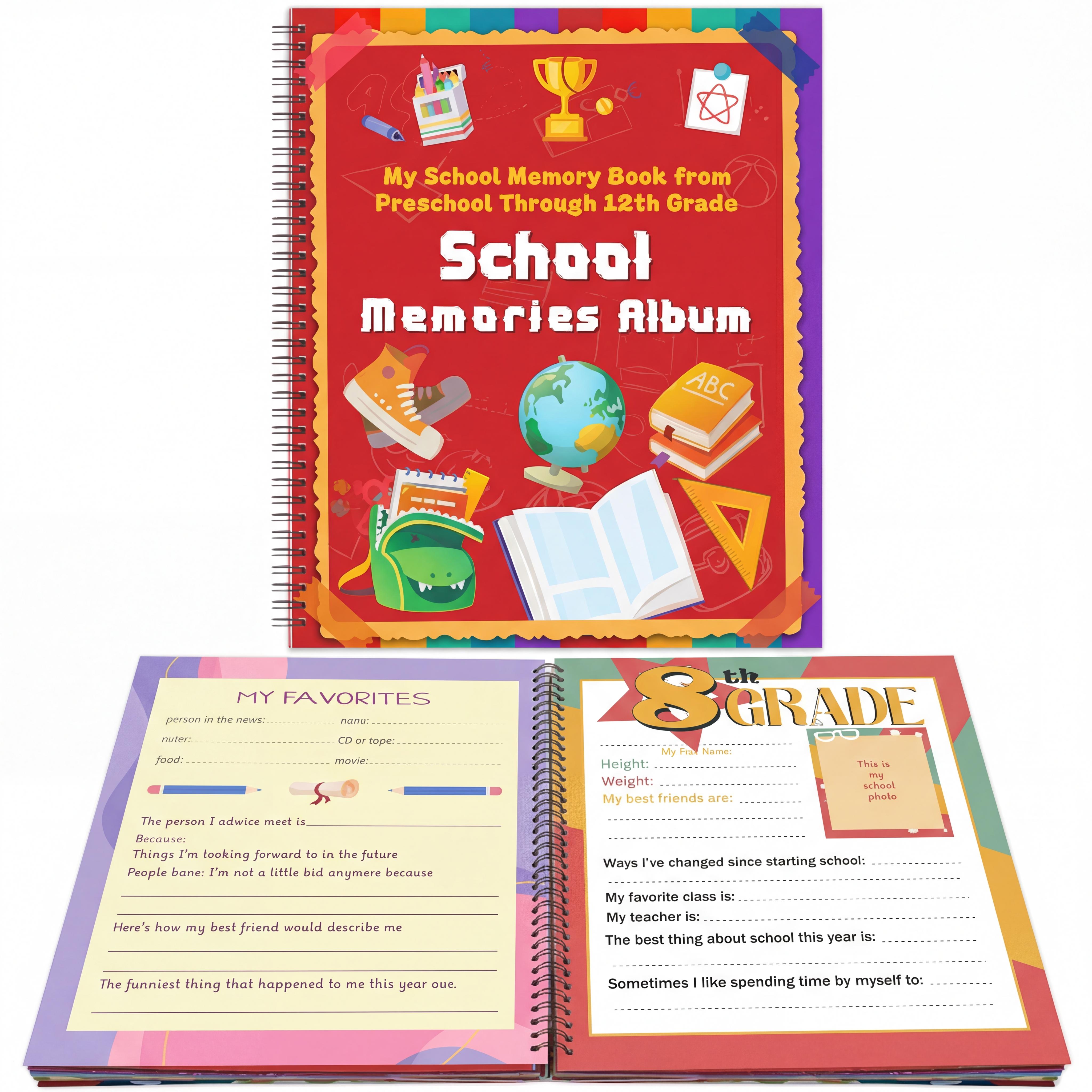 School Memory Book Preschool Back to School Gifts Keepsake for Kids Scrapbook Photo Memories from Preschool Through 12th Grade with 14 Pocket for Storage Portfolio Every Grade Pictures Campus Back to School Season Supplies School Memory Book Preschool Back to School Gifts Keepsake for Kids Scrapbook Photo Memories from Preschool Through 12th Grade with 14 Pocket for Storage Portfolio Every Grade Pictures Campus Back to School Season Supplies