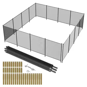 GARVEE 4x48 FT Inground Swimming Pool Safety Fence with Aluminum Legs, 340 GMS Teslin PVC Mesh, Easy DIY Installation, Black - Protective Barrier for Pets and Family