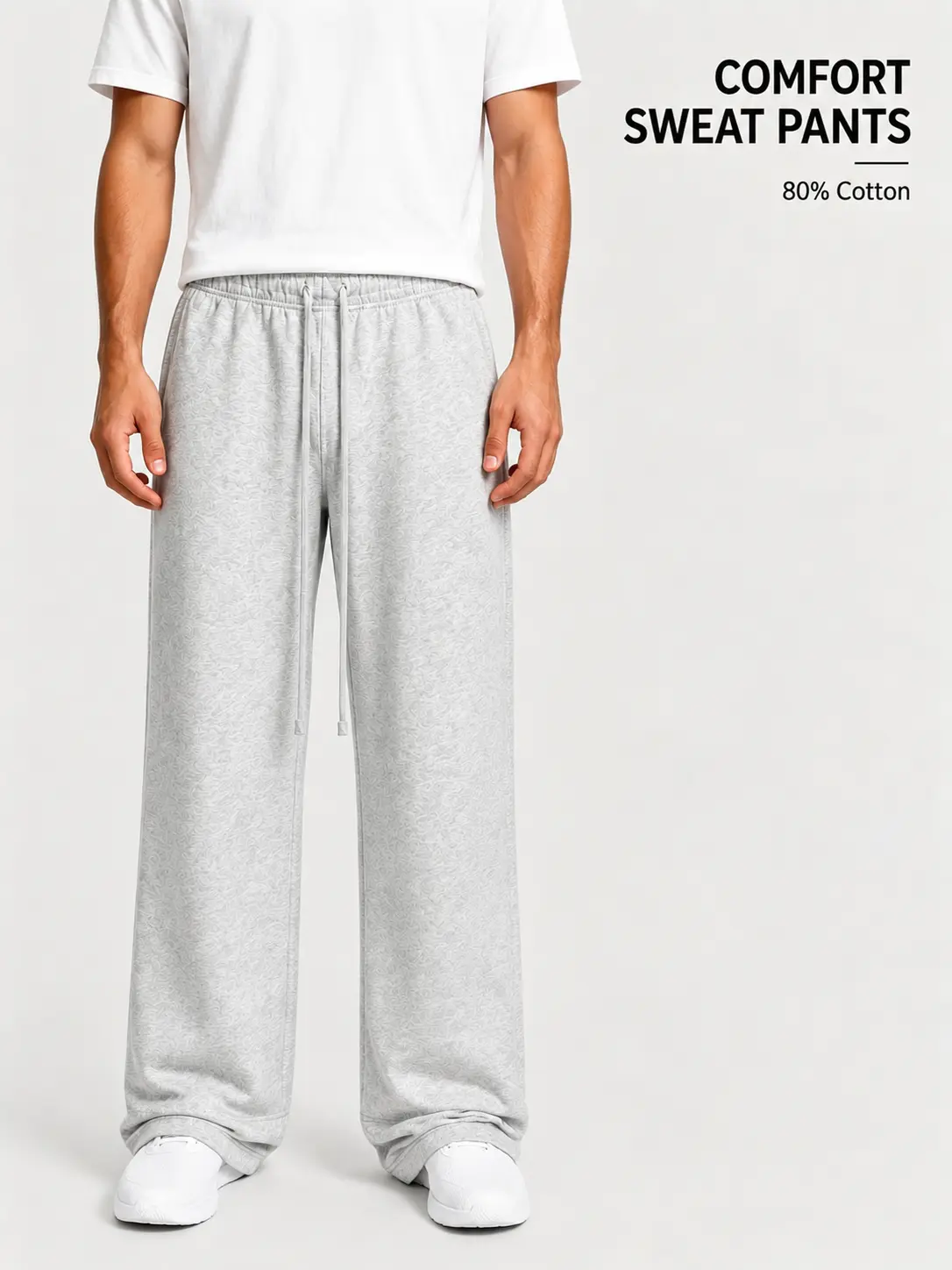 Unisex Uncuffed Men Sweatpants Light Gray Color Oversized Fit,Elastic Drawstring Waist, Casual Streetwear Bottoms for DailyWear and Leisure Activities