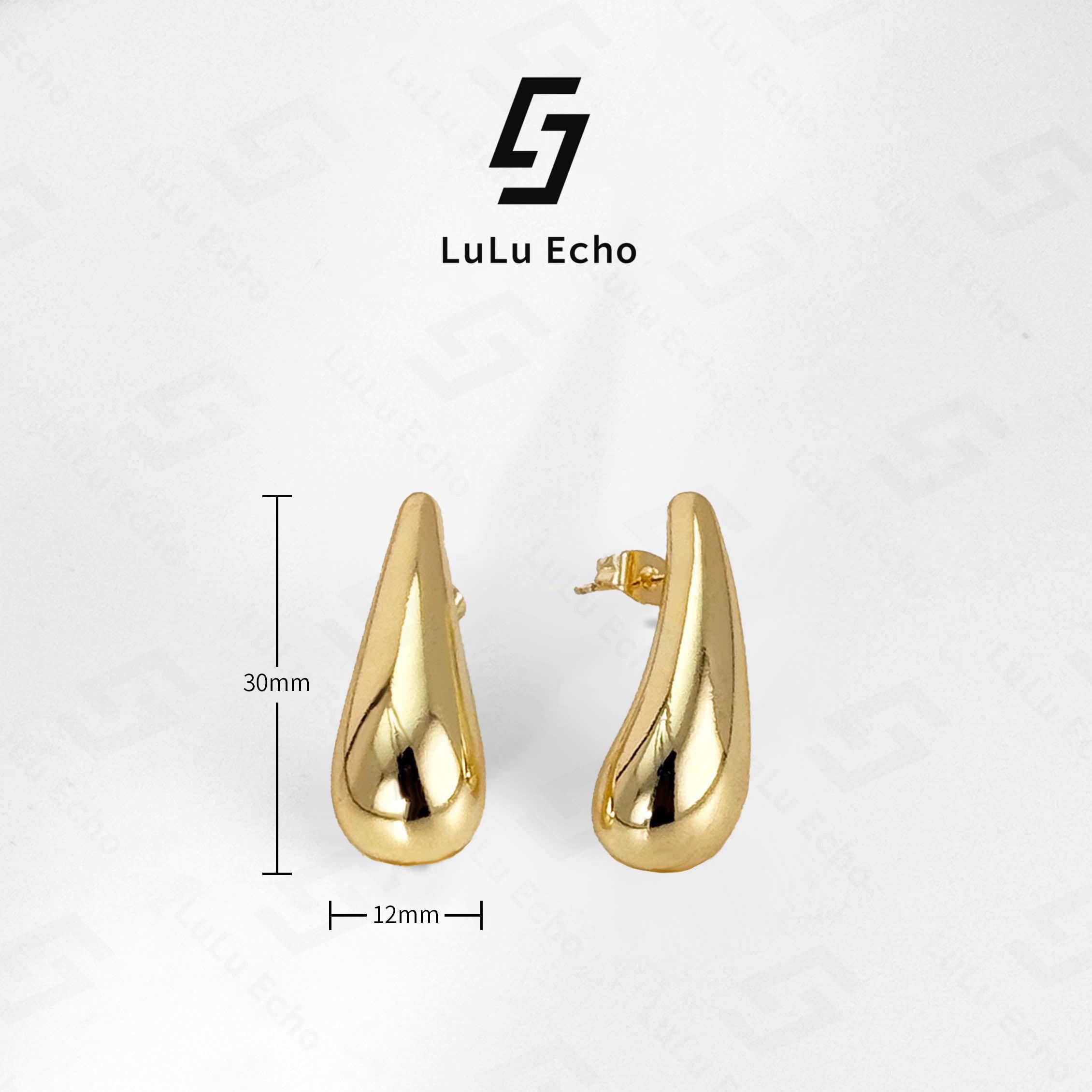 LuLuEcho No Faded Chunky 14k Gold Plated Hoop Earrings for Women, Lightweight Hollow Open Teardrop Earring Trendy Jewelry Gifts for Women, Hypoallergenic