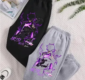 Solo Leveling Arise Sweatpants, Purple Anime Graphic Pants, Unisex Streetwear Pants, Manga Style Sweatpants, Casual Anime Fans Pants