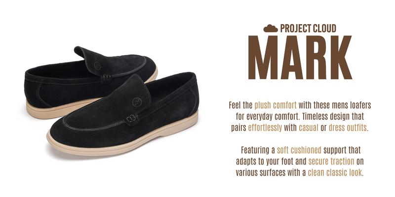 Project Cloud Men's |  100% Genuine Leather - Venetian Loafers | Memory Foam | Lightweight | Non-Slip - Mark