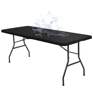 MTREO 1 6 10 Pack Stretch Fabric Table Top Cap Cover, fits 4ft/5ft/6ft/8ft Tables, Spandex Table Covers Washable Elastic Universal Rectangle Tablecloth Protector for Indoor Outdoor Party Picnic Wedding