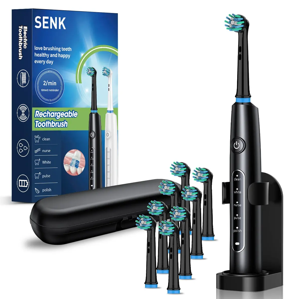 Smart Rotating Electric Toothbrush Rechargeable Toothbrush for Adults, Detachable Brush Heads, Replaceable Brush Heads, Oral Care Tool, Personal Care Appliances, Efficient Cleaning Experience, For Daily Use, Rechargeable Electronic Toothbrushes