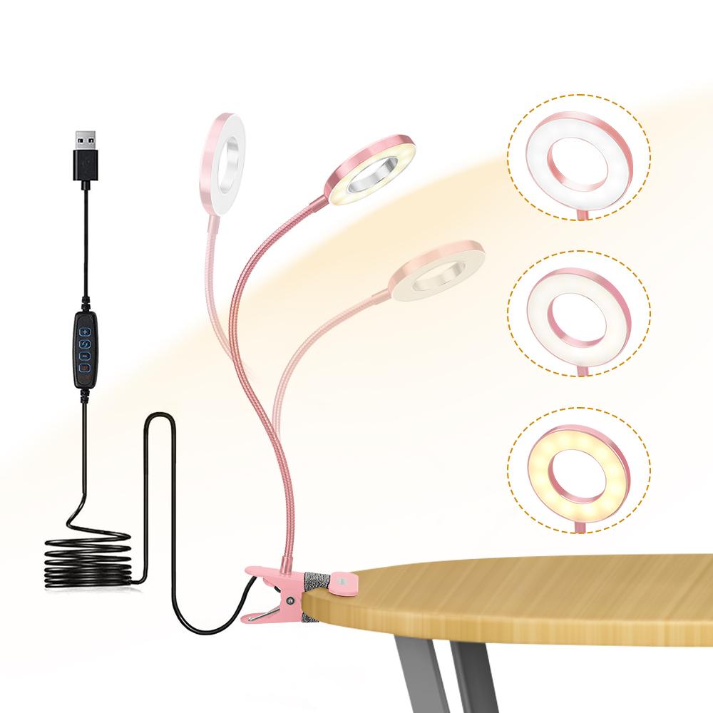 LED Clip-on Reading Light for Bed - 3 Color Modes & 10 Dimmable Brightness Levels - Eye-Caring Desk Lamp
