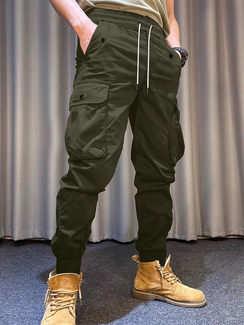 Men's Work Pants Set of 3 - Lightweight Summer Joggers with Multiple Pockets, Elastic Waistband & Side Pockets, Casual Solid Color Regular Fit, Suitable for Loungewear, Joggers, Outdoor Activities, Trendy Casual Wear