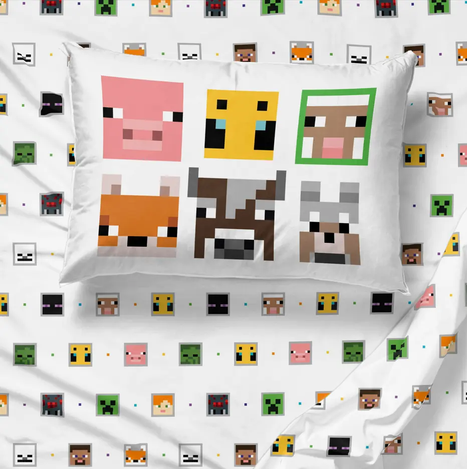 Sunny Side Up Official Minecraft Creeper Soft Microfiber Bedding Set, Fitted Sheet Set for Kids' Bedding & Linens