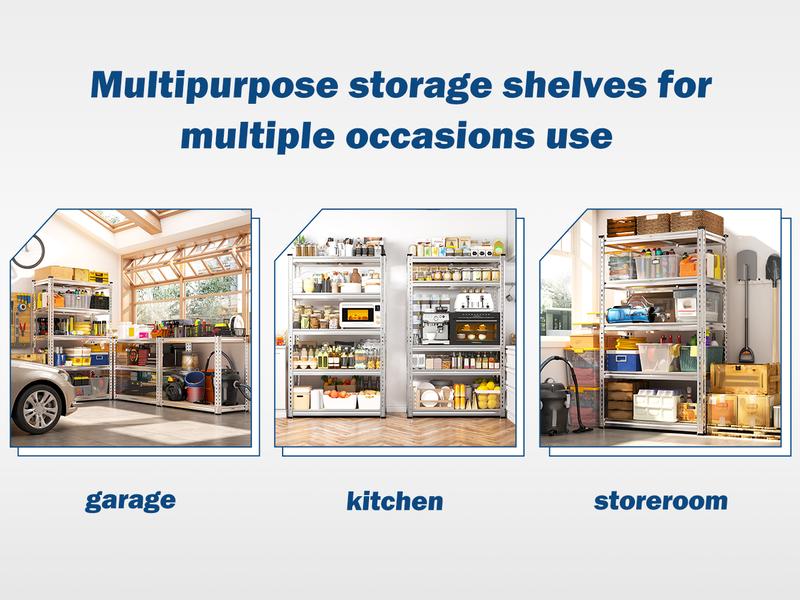 Raybee Furniture 1550-2020 LBS 5 Tier Garage Shelving Heavy Duty Adjustable Garage Shelves, Utility Rack Shelf, Shelving Units for Storage Warehouse Pantry Closet Raybee Furniture 1550-2020 LBS 5 Tier Garage Shelving Heavy Duty Adjustable Garage Shelves, Utility Rack Shelf, Shelving Units for Storage Warehouse Pantry Closet
