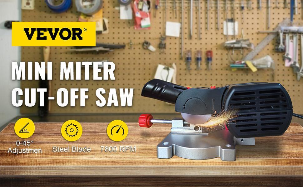 VEVOR Mini Miter Cut-off Chop Saw, Two 2-5/16" Blade of Steel and Resin with 1/2" Cutting Depth, 0~45° Benchtop Miter Saw for Copper, Aluminum, Wood, Zinc in Hobby Craft VEVOR Mini Miter Cut-off Chop Saw, Two 2-5/16" Blade of Steel and Resin with 1/2" Cutting Depth, 0~45° Benchtop Miter Saw for Copper, Aluminum, Wood, Zinc in Hobby Craft