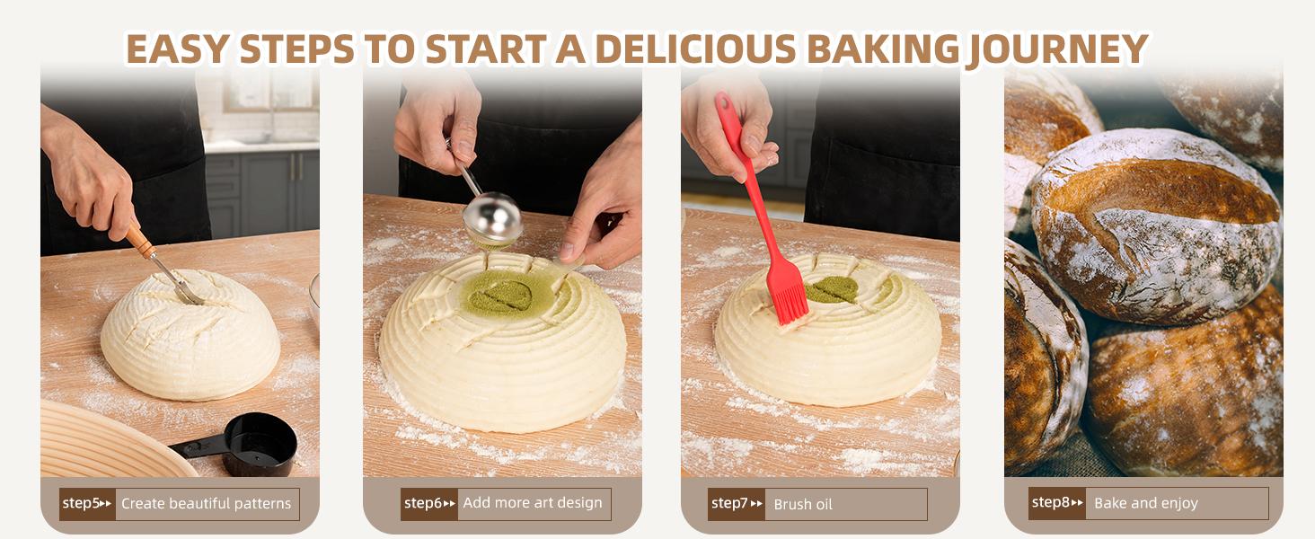 [Hot Picks]Complete Sourdough Starter Kit,Food Storage Container Jar,Bread  Banneton,Proofing Basket,Spatula,Sourdough Starter Kit Kikcoin 37PCS Banneton Proofing Basket set,Natural Rattan,Flour Duster,Bread,Dough Scraper,Baking Utensils，gift