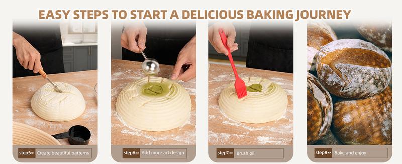 [Hot Picks]Complete Sourdough Starter Kit,Food Storage Container Jar,Bread  Banneton,Proofing Basket,Spatula,Sourdough Starter Kit Kikcoin 37PCS Banneton Proofing Basket set,Natural Rattan,Flour Duster,Bread,Dough Scraper,Baking Utensils，gift