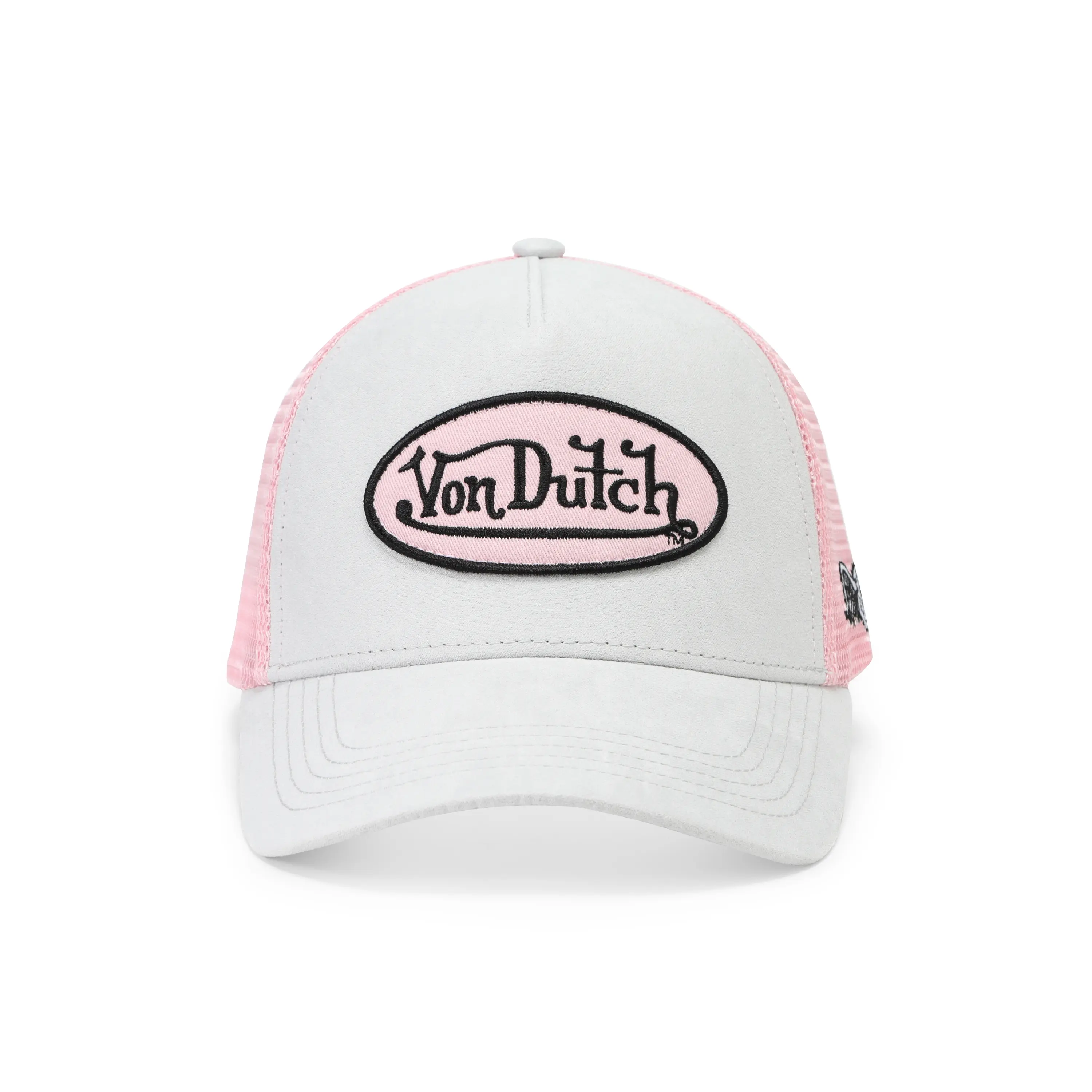 Suede Trucker Hat - Grey and Pink