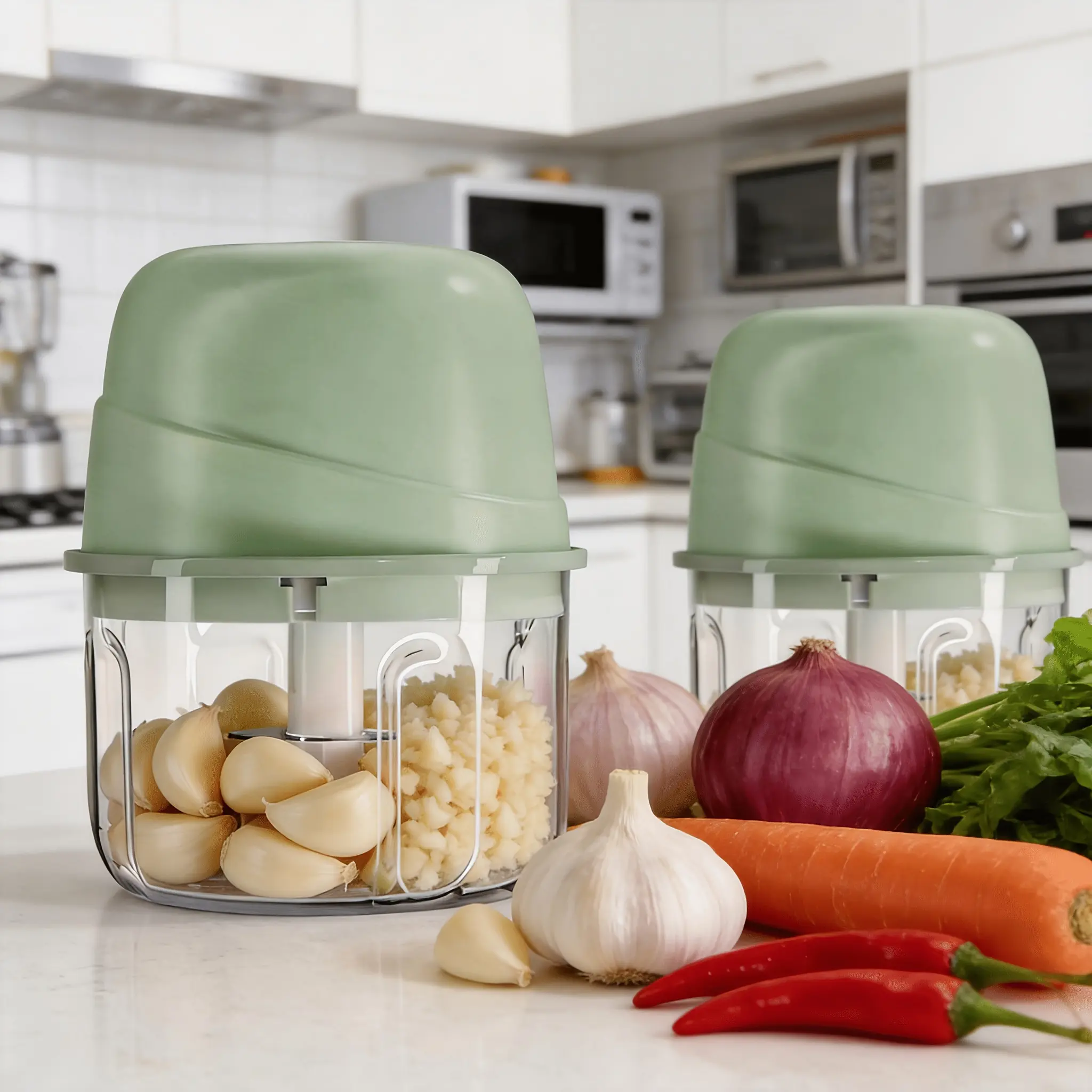 Electric Garlic Chopper Mini Portable Vegetable Chopper, USB Rechargeable Small Food Processor For Onion Ginger Chili, Kitchen Mincer And Grinder For Apartments Camping Home, Space Saving Veggie Chopper Masher With One Touch Operation