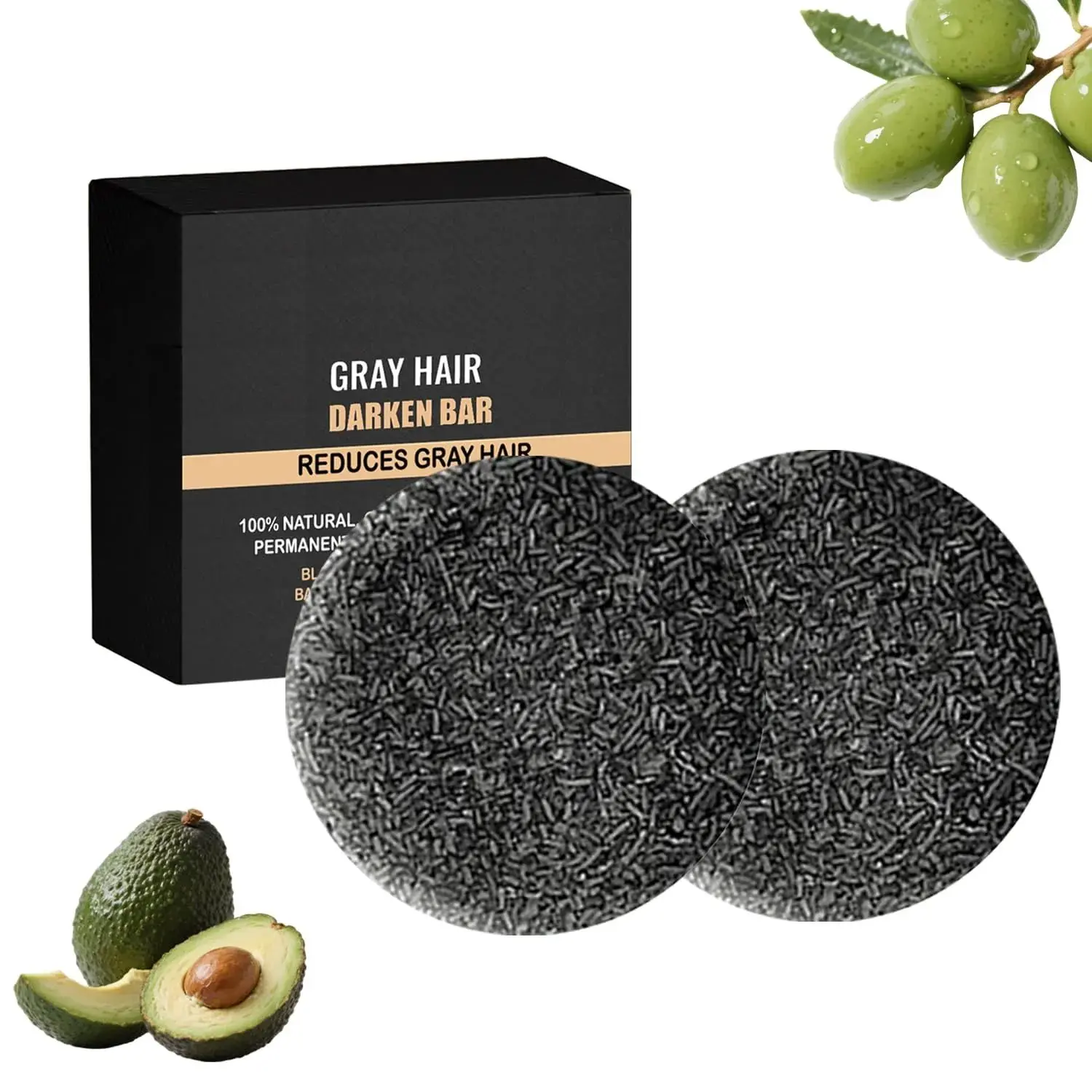 Grey Reverse Shampoo Bar, 2 Pack Hair Darkening Formula with Bamboo Charcoal, Plant-Based Haircare Cleanser for All Hair Types & Beard Care, Hair Products
