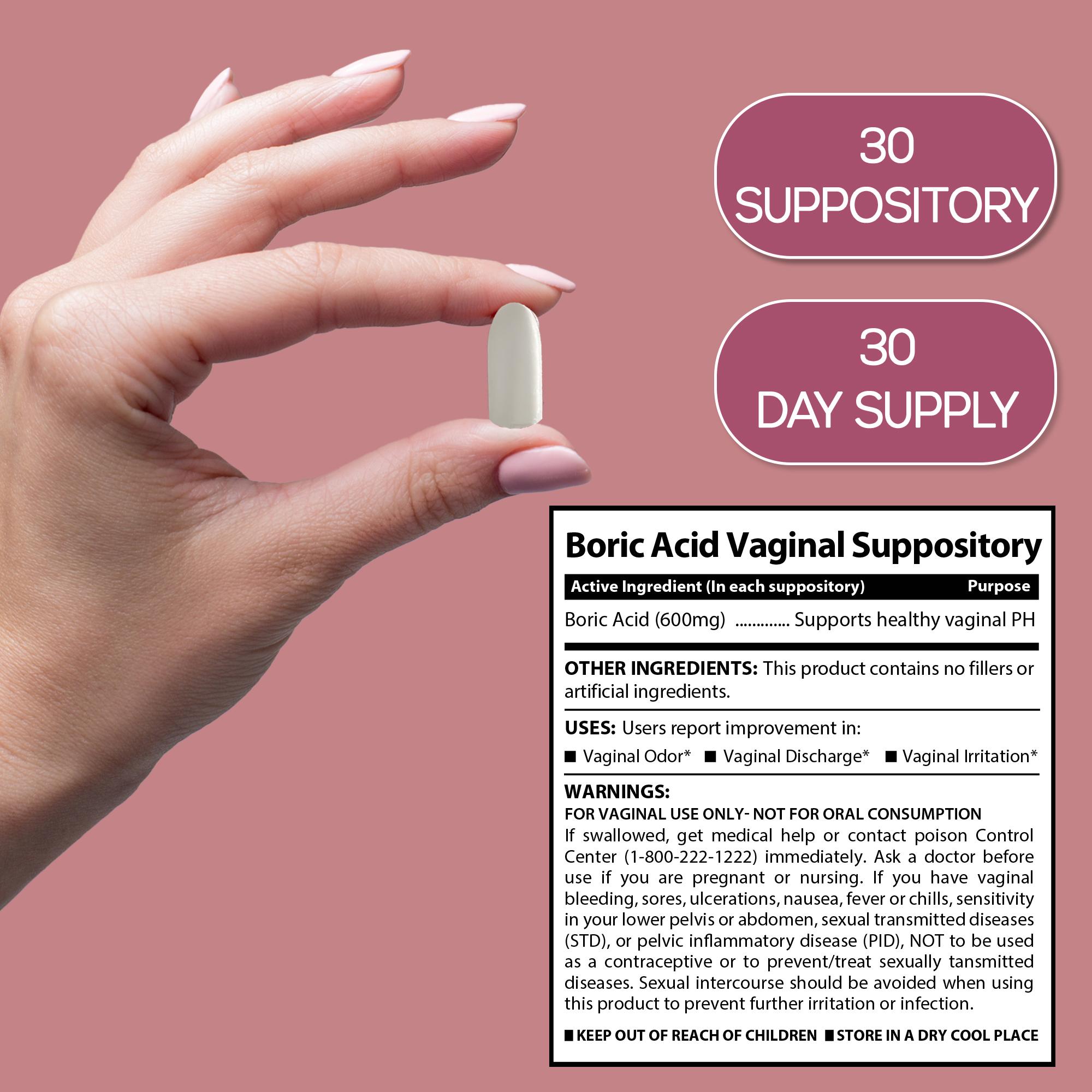 HARMONIFY Boric Acid Suppositories for Women Supplement 600 mg, Pure Vaginal Odor Control – 30 Suppositories, Made in USA