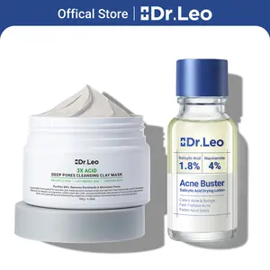 Dr.Leo Acne Clearing Products 2Pcs Set | 1.8% Encapsulated Salicylic Acid Pimple Relief Drying Lotion Plus+ White Clay Deep Pore Cleaning Mask | High Pressure Pimple Relief