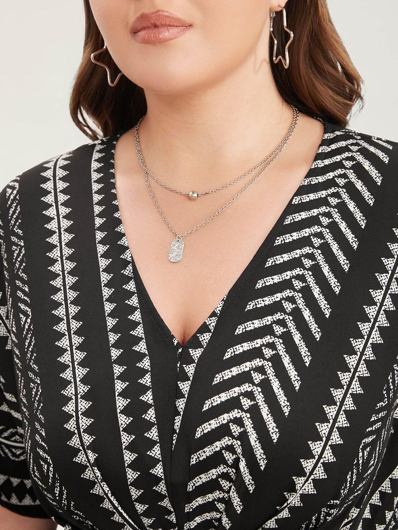 【Plus Size】BLOOMCHIC 2026 Valentine's Gift for Cruise Solid Geometric Dolman Sleeve Pocket Shirred Split Hem Beige Blue Black Half Sleeve Regular Fit Long Dress for Women Spring Summer Casual Vneck Elegant Birthday Dress - Shortsleeve Womenswear Fabric