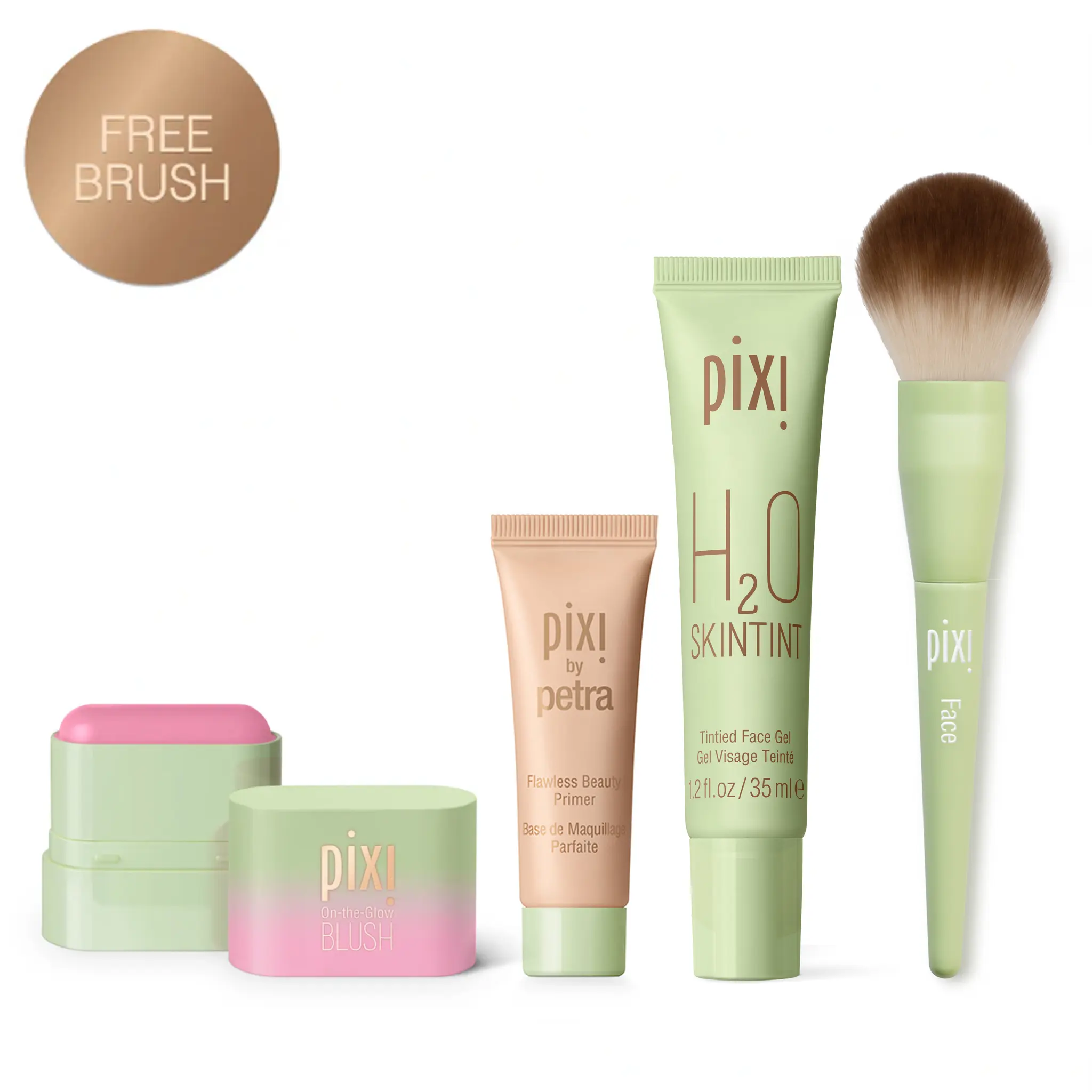 Mini Complexion Besties - Cheektone | Hydrating Primer, H2O Skin Tint & On-the-Glow Blush Petite Stick Set + Free Face Brush | Dewy, Even Skin, Lightweight Coverage & Glow-Boosting Makeup Routine | Travel Size Kit, Mini Toiletries For Purse, Travel Beauty