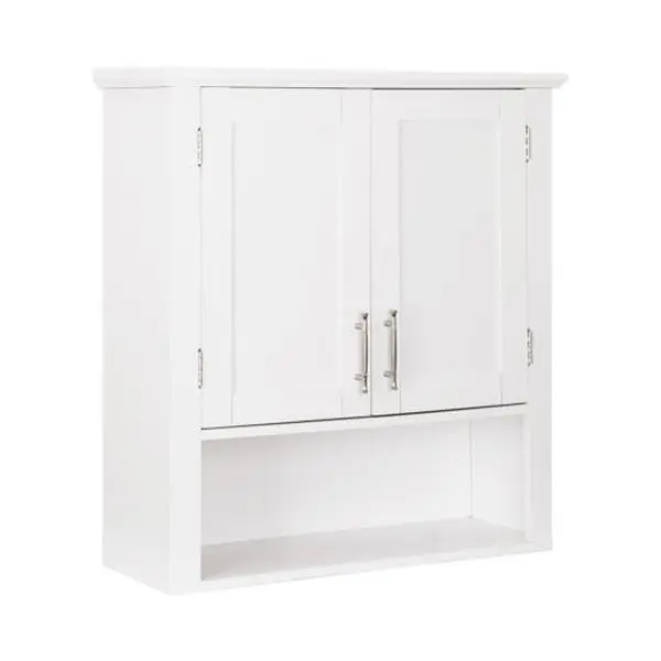 ZENSTYLE MDF Moistureproof Classic Country-Style Over-Toilet Bathroom Wall Cabinet Organizer, 2-Door Cuboid Door-Shaped Multifunctional Assembled Space-Saving Cupboard with Shelves, Easy-Setup Furniture-Style Bathroom Decor, Bathroom Cabinet Organizer, Mu
