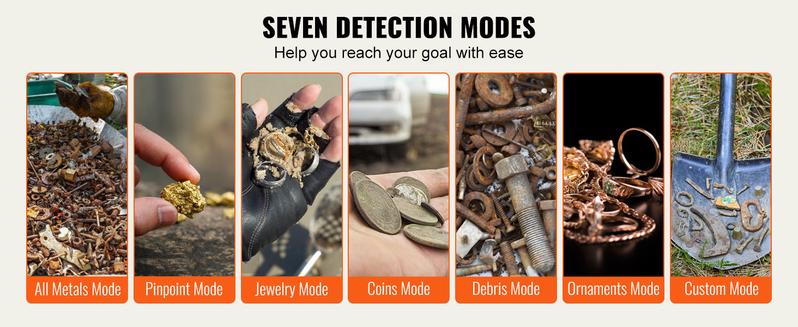 VEVOR Metal Detector for Adults & Kids, TikTokShopBlackFriday, Waterproof Search Coil with High Accuracy Pointer Display, Adjustable 38''-49'' Gold Detector, Lightweight Aluminum Stem for Detecting Gold Treasure