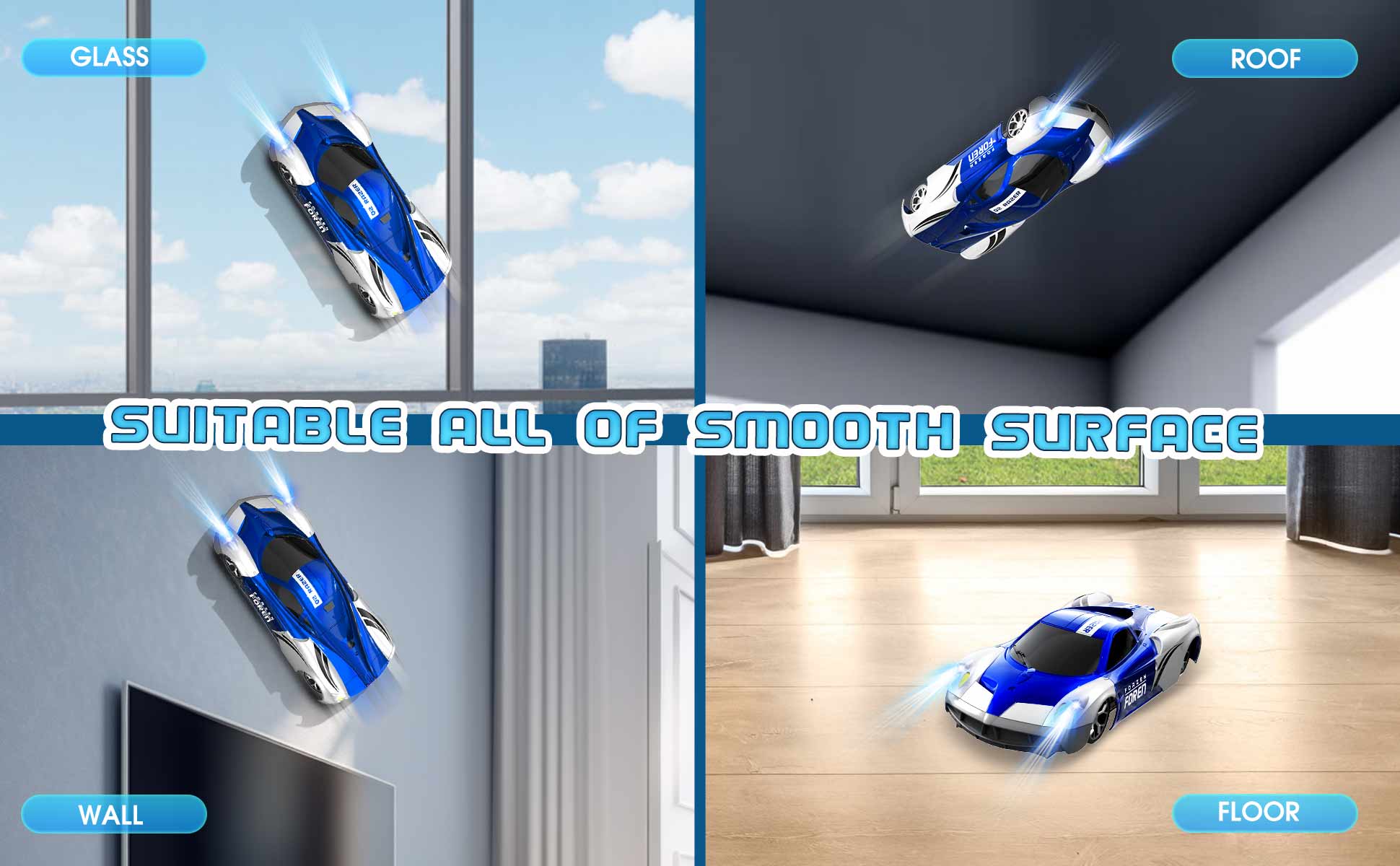 Wall Climbing Car, Electric Remote Control Car Toy with LED Light, High-Speed RC Car Gifts for Kids Boys Girls