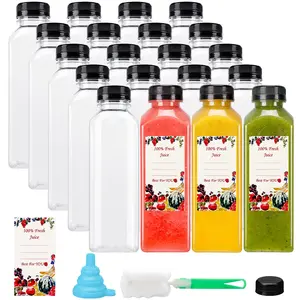 20Pcs/Set 16 Oz Juice Bottles,Plastic Juicing Bottles with Caps,Clear Drink Containers with Lids for Drinking,Smoothie and Other Beverages,Hand Tools Kits