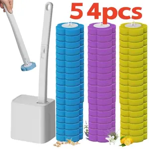 One-Use Toilet Cleaning Set, Includes 54/24 Replacement Brush Heads, Toilet Bowl Cleaner, Sink Cleaning System, Bathtub Drain Plug, Toilet Wand