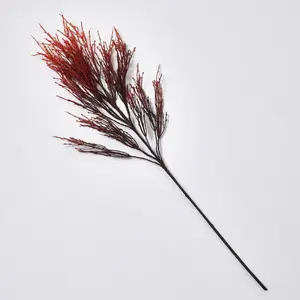 Autumnal Red & Black Faux Pampas Grass Faux Branch Spray - 35"