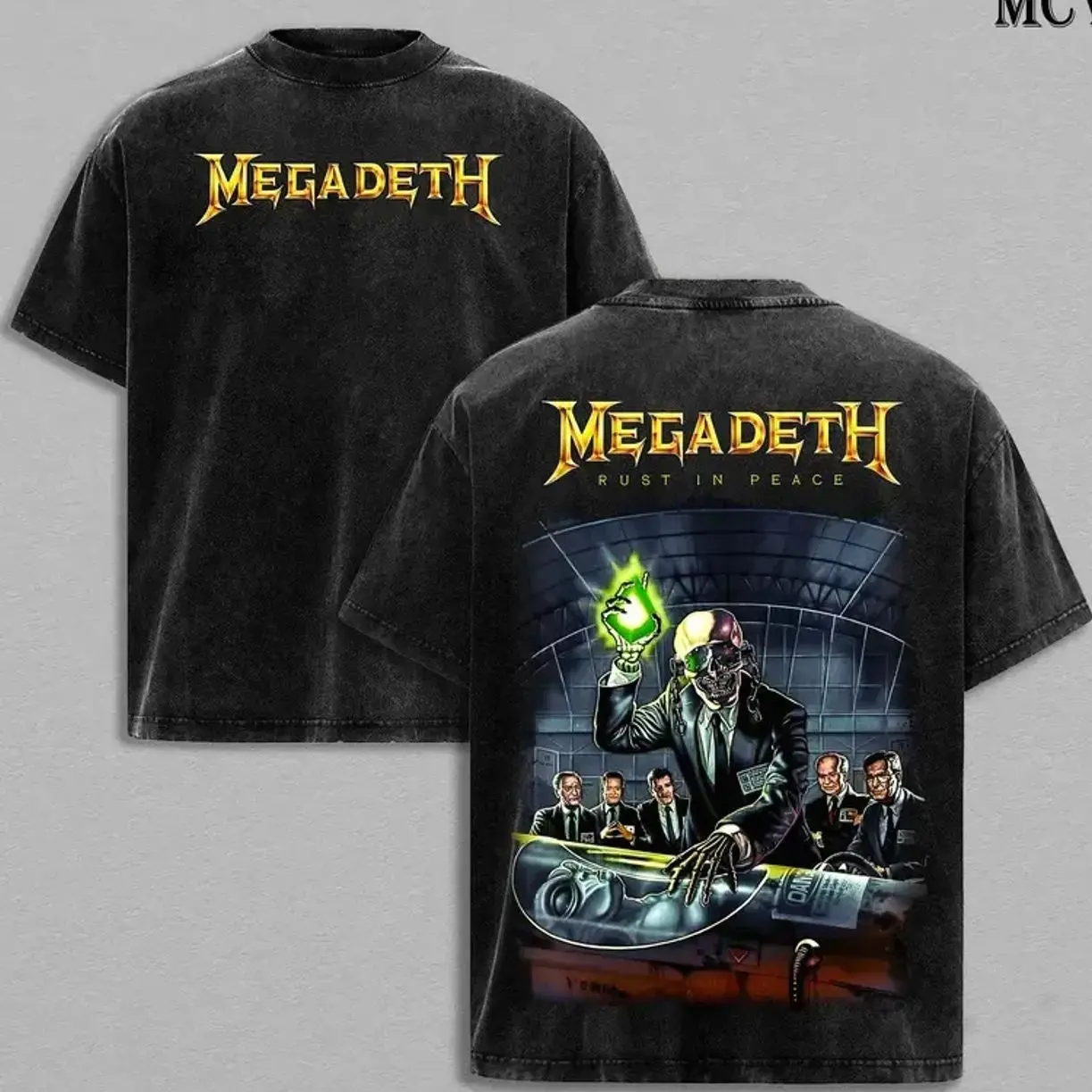 Megadeth Rust In Peace Tee Washed – Megadeth Hoodie , Rock Band Shirt, Retro Music Tee Vintage Heavy Cotton Oversize Unisex Thrash Metal Heavy Metal Rock Band Hoodie, Music Graphic Streetwear, T-Shirt & Sweatshirt Option for Men & Women Fans ZP3
