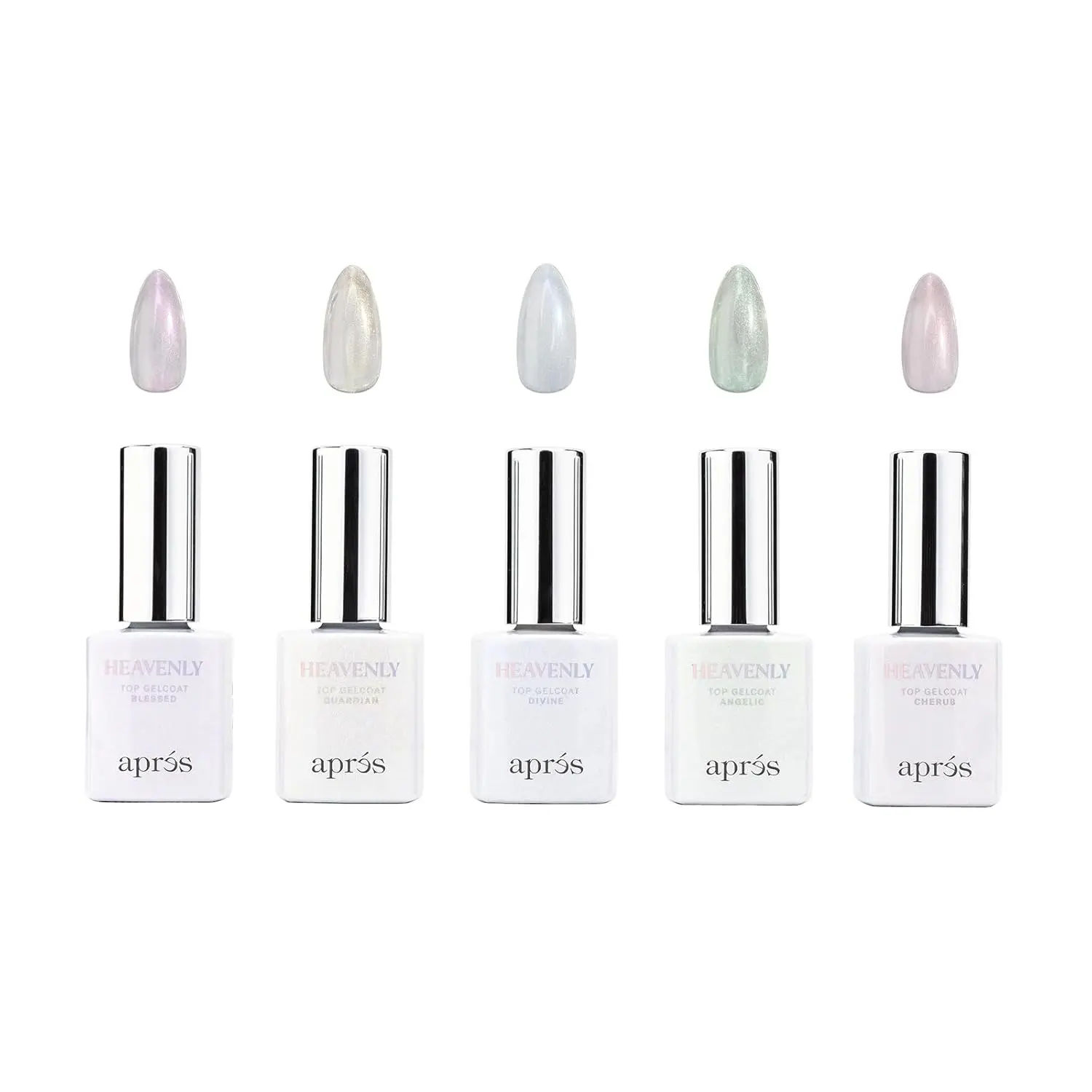 APRÉS Heavenly Premium Top Coat LED-Cure Gel Nail Polish, 15ml Non-Wipe Cosmetic, Single Item with 5 Shimmer Effects for Refined Sparkle Manicure & Nail Art (US Compatible), Uv Nail Gel, Bottle