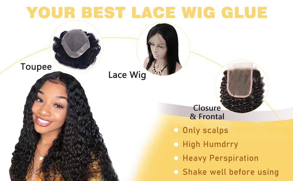 Goiple Lace Front Wig Glue - Waterproof Wig Adhesive for Lace Wigs Strong Hold and fast drying, natural and invisible Transparent Glue for Hair Replacement 1.28 fl oz