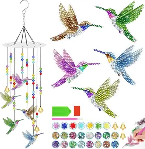 Hummingbird Diamond Painting Wind Chimes Kits - Colorful Rhinestone Diamond Art Suncatcher,DIY Craft Kit for Christmas Gifts,Ornament for Home Decor