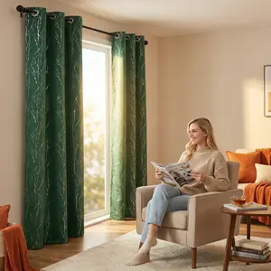 Curtain Club 2 Panels 34x84inch Tree Branch Blackout Curtains for Bedroom & Living Room Thermal Insulated Room Darkening Grommet Window Drapes 20+ Colors Rubber Metallic Printed Lilac Blackout Privacy Grommet Curtains Set FT24791