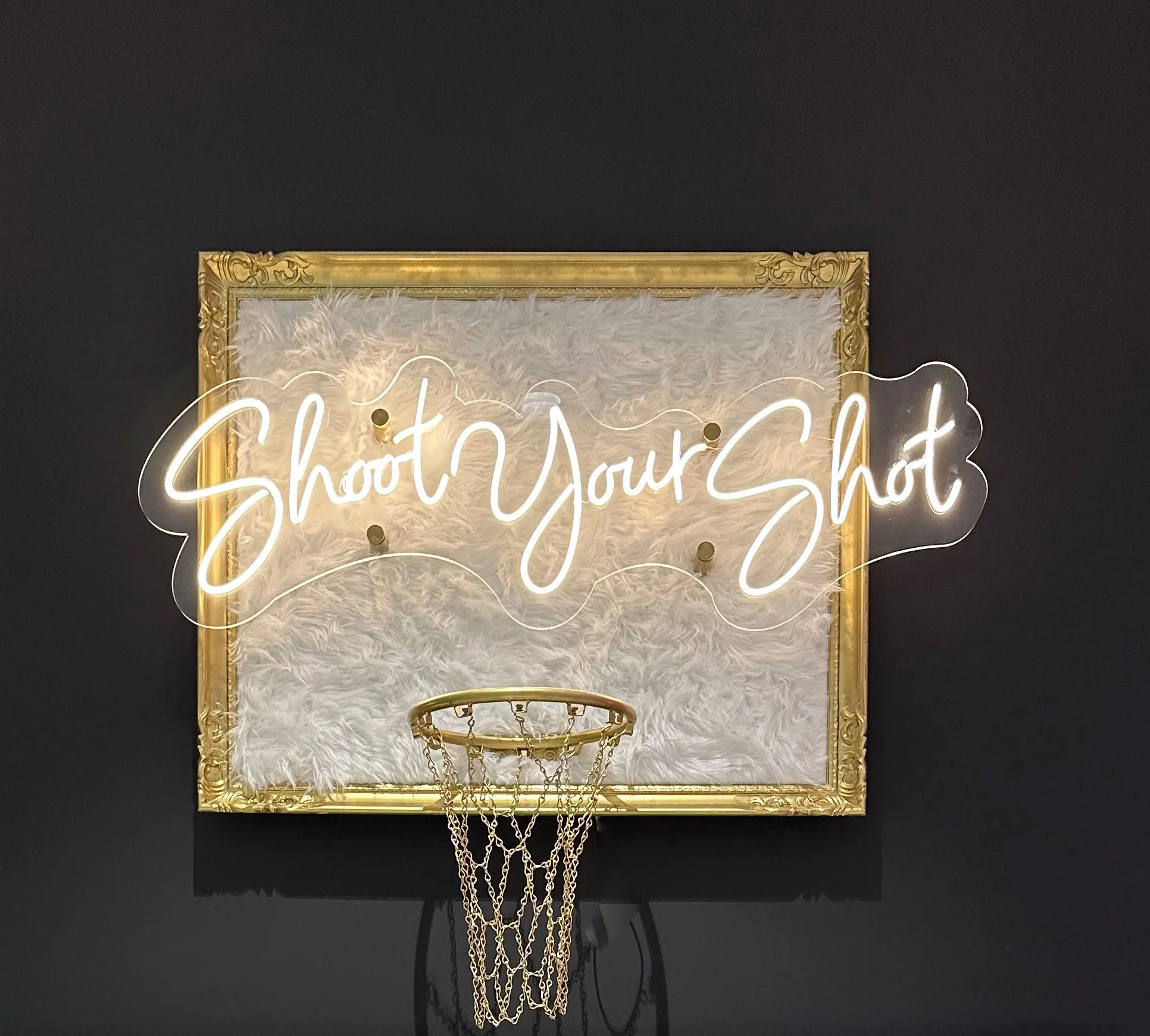 "Shoot Your Shot" Acrylic LED Basketball Hoop (46" x 38")