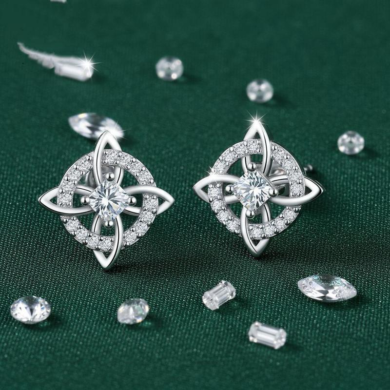 Drinsper Witches Knot Stud Earring for Women Girls Cubic Zironcia Hecate Dark Goddess of Witches Celtic Knot Pagan Wiccan Tetragrammaton Collar De Amuleto De Protecion Pendientes Suitable for Daily Wearing Fashion Jewelry Accessory Gift