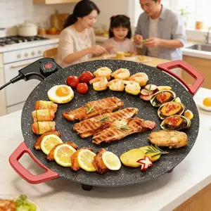 Smokeless Non-Stick Grill Pan with Adjustable Temperature Control,1500W Portable Electric Korean BBQ Grill – Indoor Universal Fry Griddle for Home Cooking, BBQ, Steak, and Grilled Meals – Perfect for Family & Friends