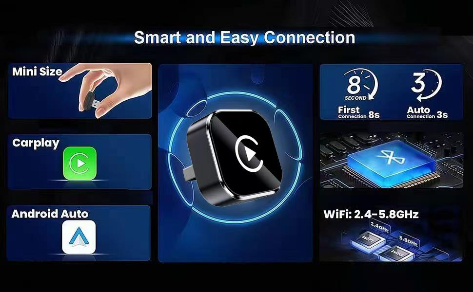 【Summervibes】YURNLV 2026 New Upgraded CarPlay Wireless Adapter, for iPhone/Android, Instant Connection & Hands-Free Calling Feature 【Summervibes】YURNLV 2026 New Upgraded CarPlay Wireless Adapter, for iPhone/Android, Instant Connection & Hands-Free Calling Feature