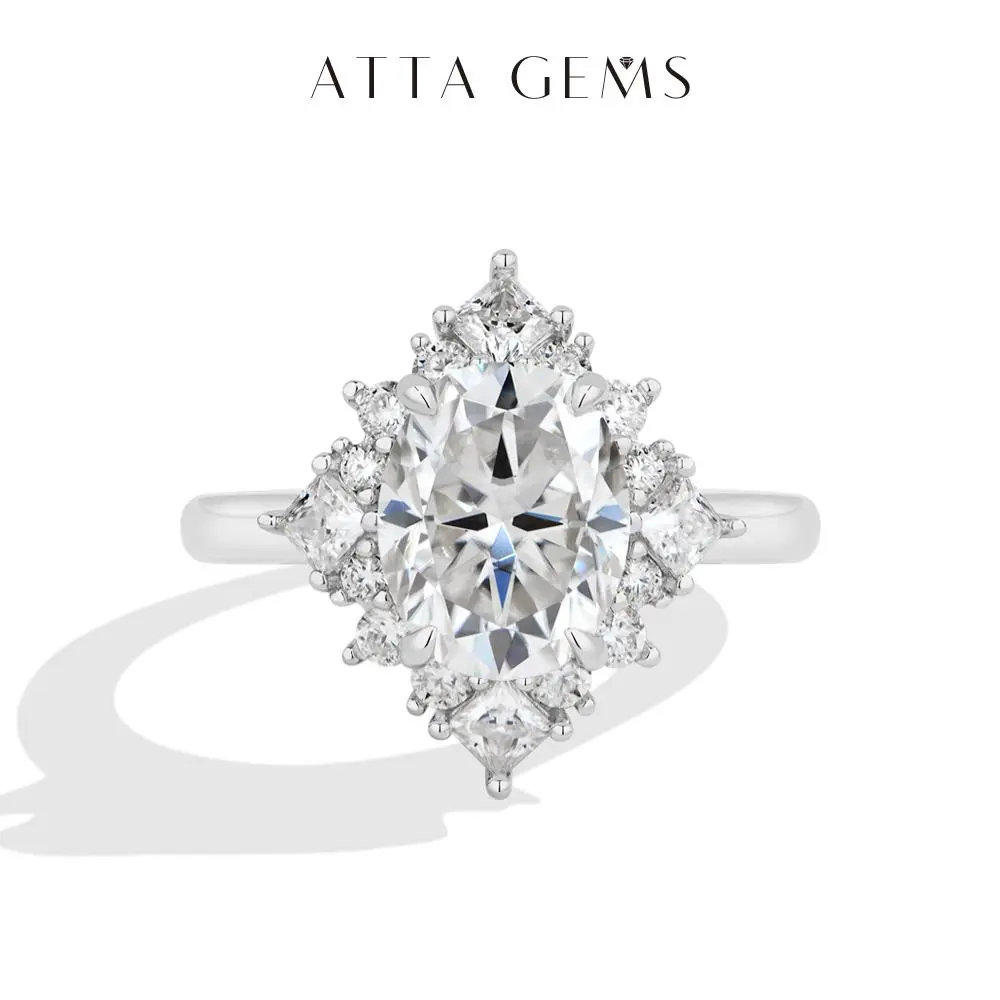 ATTAGEMS 3CT Oval Cut D Color VVS1 Lab-Created Moissanite Ring For Women S925 Sterling Silver Wedding Ring Anniversary Gift Luxury Jewelry R396 Vintage Oval Starburst Ring Engagement Ring Shopping summerwins tiktokshopbacktoschool