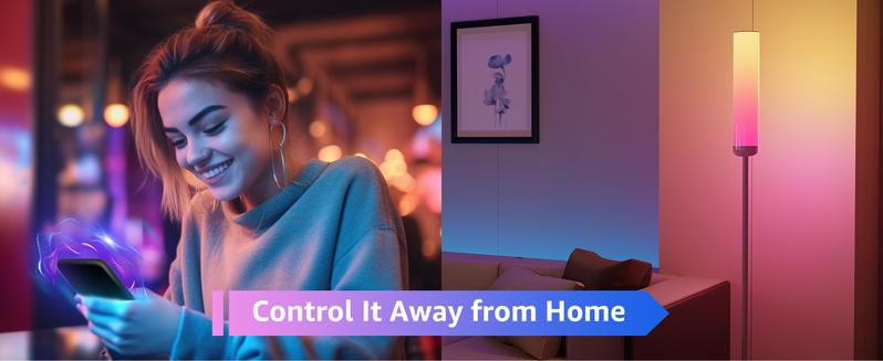 Lepro O1 AI Floor Lamp, 2300LM Smart Corner Lamp Smart LED Standing Lamp party light stick APP/WiFi Control, Alexa/Google Assistant Enabled, Modern Floor Lamp with Music Sync, DIY Mode, RGBCW &CCT, Lamps for Living Room, Bedroom, Office -B