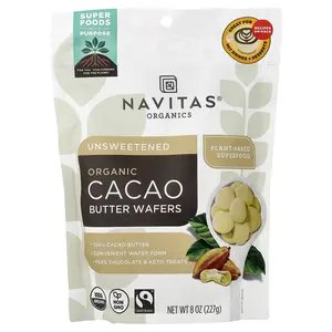 Navitas Organics Organic Cacao Butter Wafers, Unsweetened, 8 oz (227 g)
