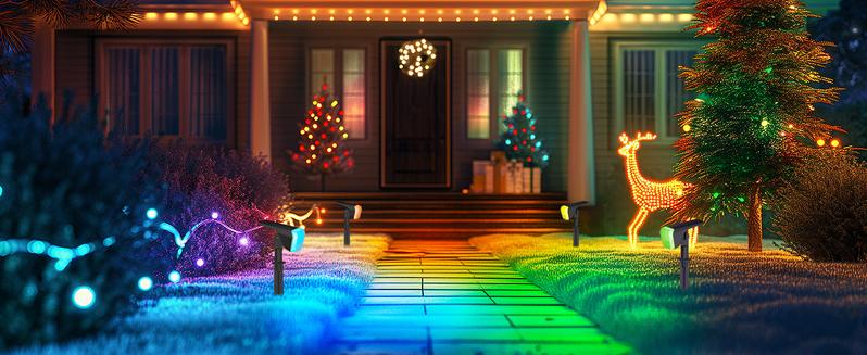 Linkind RGB Halloween Lights Outdoor Solar Spotlights IP67 Waterproof 10 Lighting Modes Color Changing Outdoor Lighting for Yard Garden Landscape Christmas Halloween Decorations (Multicolor, 4 Pack)