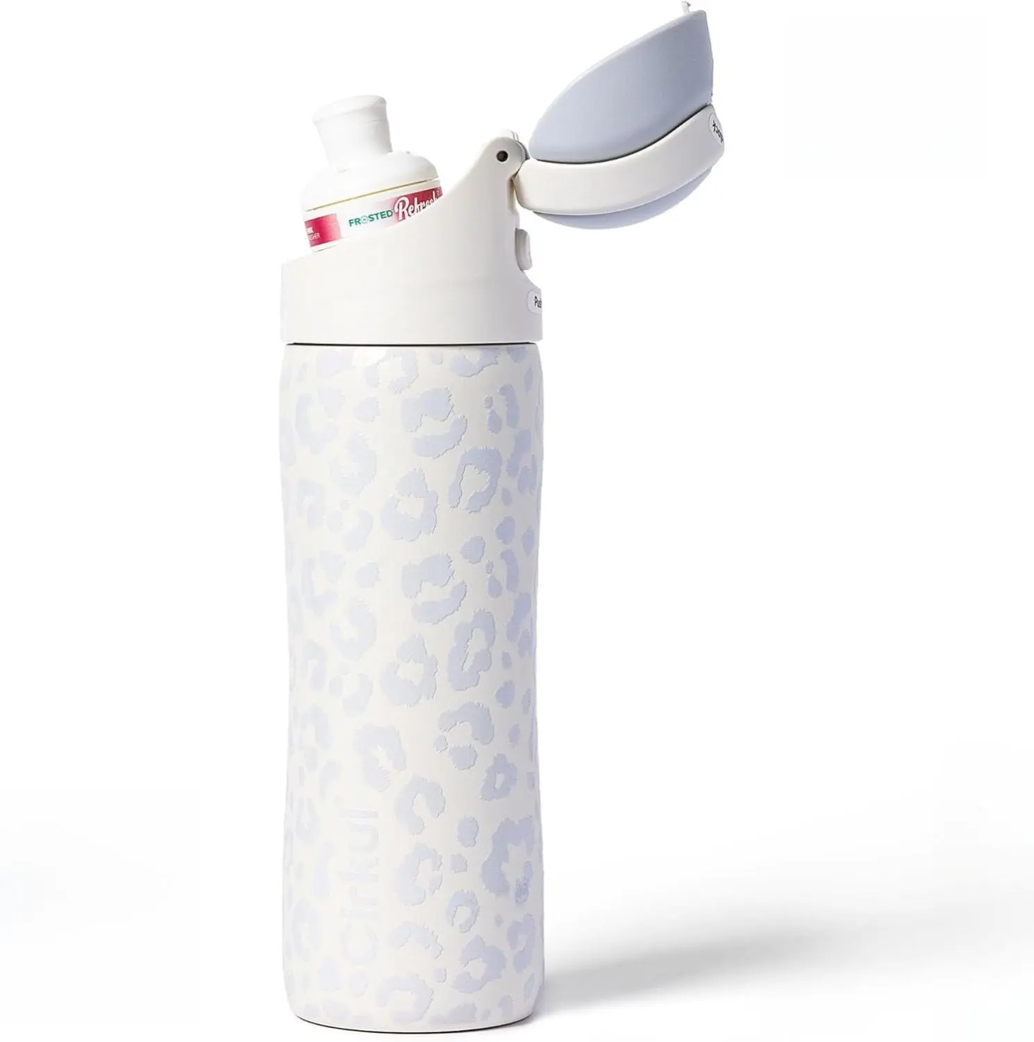 CIRKUL 26oz Insulated Stainless Steel Water Bottle for Adults - Classic Leopard Print White, Leak-Proof, with StrawSip Flip Straw Lid, Insulation, Flavor Cartridges, Portable Reusable Kitchenware Drinkware Flask
