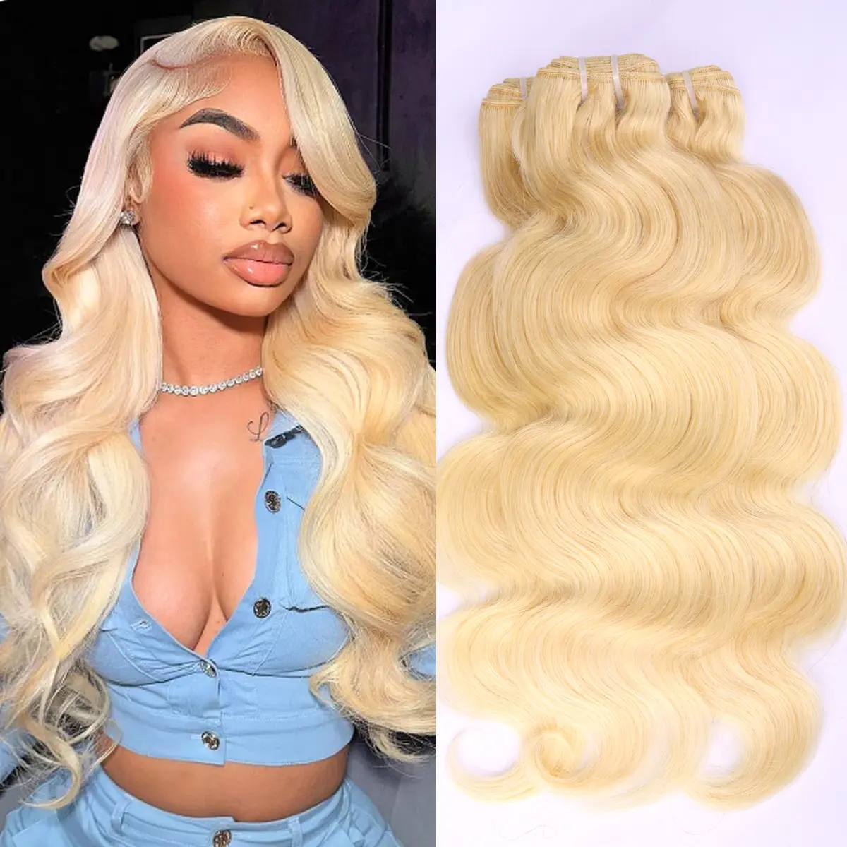 Msgem Hair 15A Body Wave Human Hair Bundles 613 Blonde Double Weft Hair Bundles Human Hair Extensions for Women 3 Bundles or 4 Bundles #SummerVibes #SummerWins#DealsForYouDays#tiktokshopdealsforyoudays