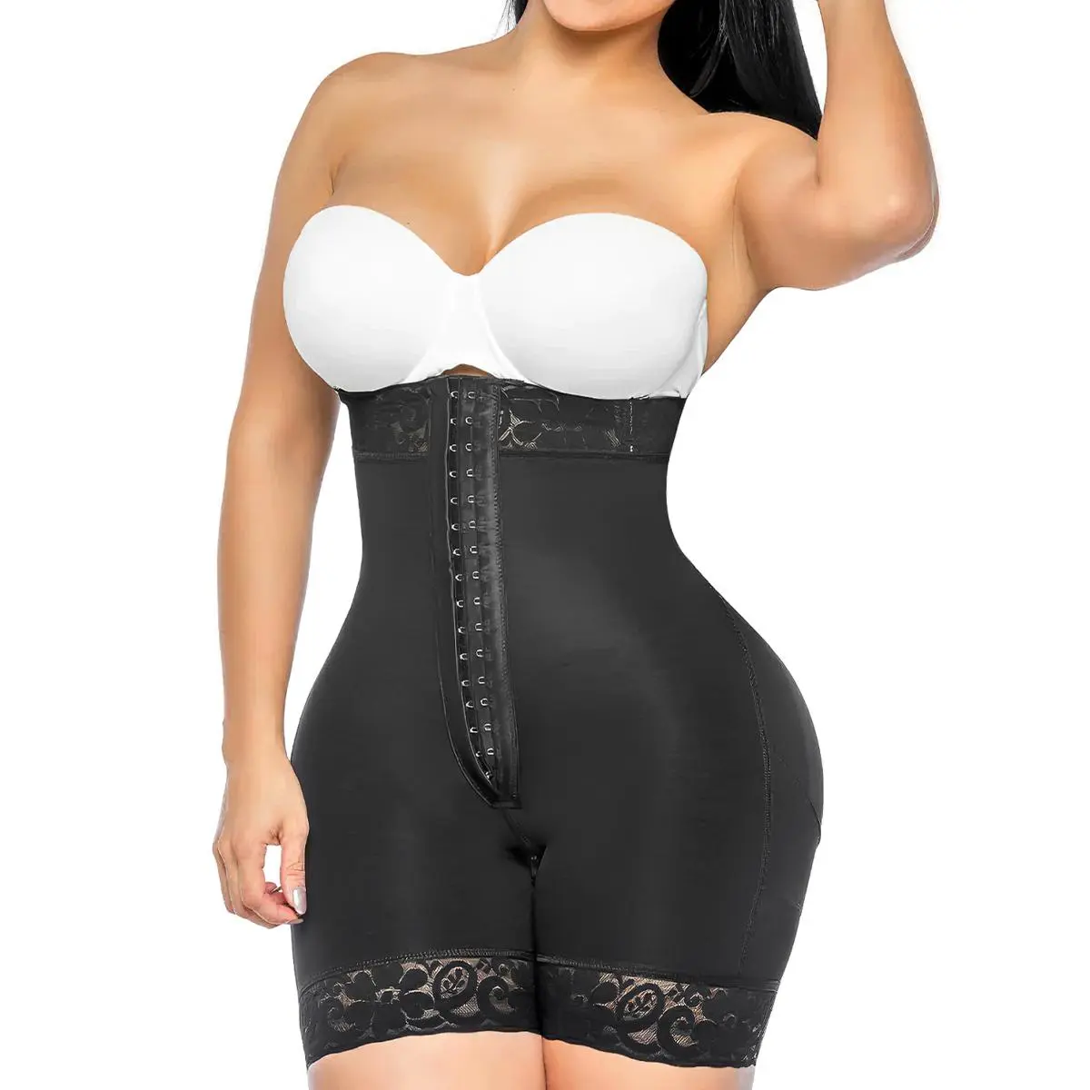 YIANNA Shapewear for Women, High Waist Strapless Fajas Colombianas Butt Lifting Shapewear Bodysuit with Abdominal Control & Zipper Crotch, Colombian Booty Shapewear Bodysuit