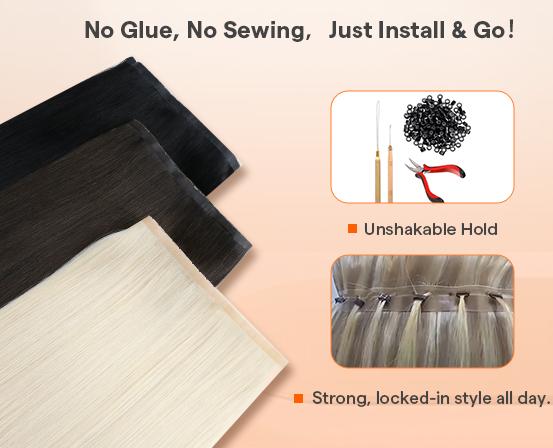 Full Shine Butterfly Weft Hair Extensions Invisible Weft Human Hair Pu Hole Weft OVO Weft For Women