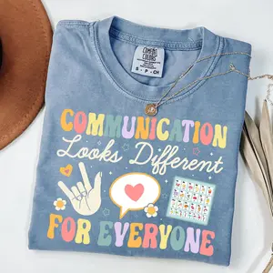 Comfort Colors Communication Looks Different  Shirt, Speech Therapy SLP Tee