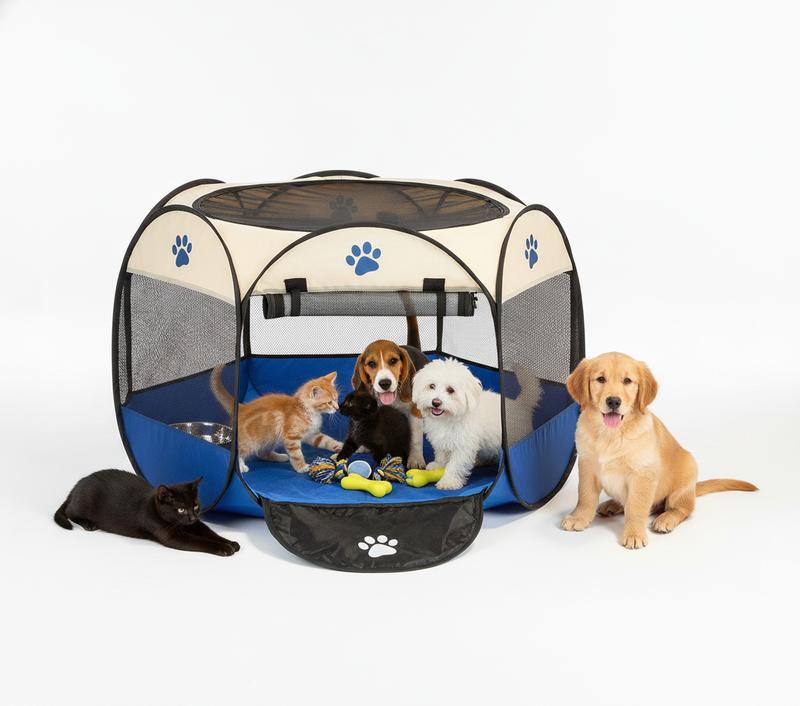 PETMAKER Pop-Up Pet Playpen with Carrying Case - Portable Indoor/Outdoor Playpen for Pets Up to 25 lbs - Removable Roof - 31-1/2"L x 31-1/2"W x 22"H