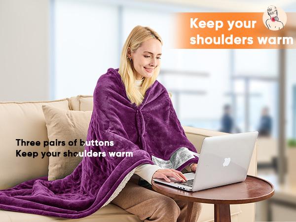 Greenoak Heated Blanket Electric Throw 50"X60", Heating Blanket with 10 Heat Levels 8 Hours Auto-Off,Fleece Soft Christmas Blanket,Gifts for Grandma Seniors Mom